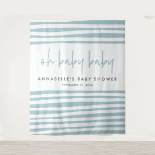 Zwillings-Baby-Party blau moderne Typografie-Party Wandteppich