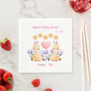 Zwillings-Baby-Party Süße Giraffen-Baby-Party Serviette