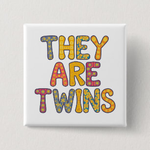 Zwillings-Babyparty-Design Button