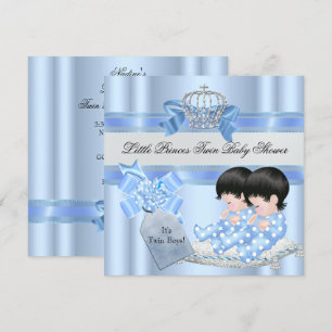 Zwillings-Babyparty Jungen Blaue kleine Prinzenkro Einladung