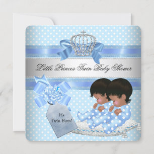 Zwillings-Babyparty Jungen Blaue kleine Prinzenkro Einladung