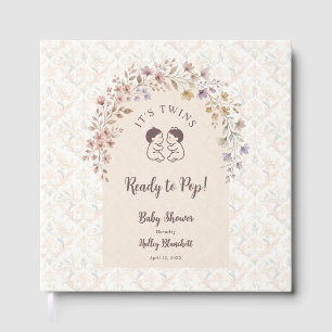 Zwillings-Babyshower Whimsical Pastell-Blumen LPM2 Gästebuch
