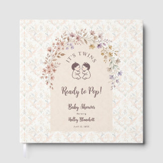 Zwillings-Babyshower Whimsical Pastell-Blumen LPM2 Gästebuch