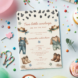 Zwillings-Cowboys-Baby-Shower-Einladung Einladung