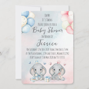 Zwillings-Einladung zur Babyparty für Jungen und M Einladung