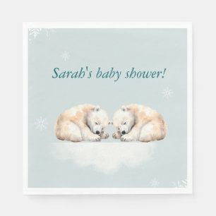 Zwillings-Eisbär-Baby-Shower-Servietten Serviette