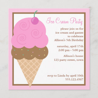 Zwillings-Eiscreme-Kegel-Geburtstags-Party {2 Einladung