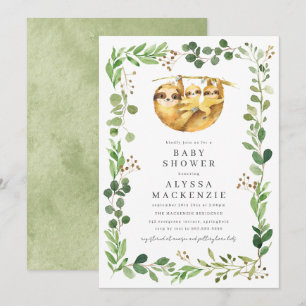 Zwillings-Faultier-Baby-Shower-Einladung Einladung