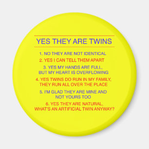 Zwillings-Fragen-brüderliches Gelb Magnet