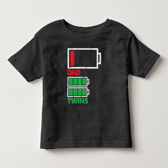 Zwillings-Geschenk-Ideen-Vater-Batterie leer Kleinkind T-shirt (Vorderseite)