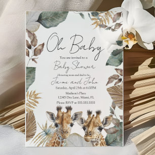 Zwillings-Giraffe-Dschungel-Wild-Details-Baby-Part Einladung