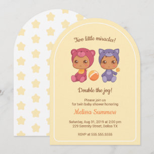 Zwillings-Katze-Bär-Geschlechtsneutrale Babyparty Einladung