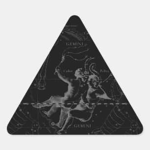 Zwillings-Konstellations-Karte Hevelius 1690 auf Dreieckiger Aufkleber