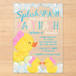 Zwillings-Mädchen-Enten-Baby-Shower-Frosted Acryleinladungen