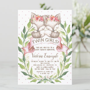Zwillings-Mädchen-Fuchs-Baby-Shower-Einladungen Einladung
