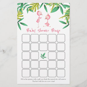 Zwillings-Rosa-Flamingo-Baby-Shower-Bingo-Karte
