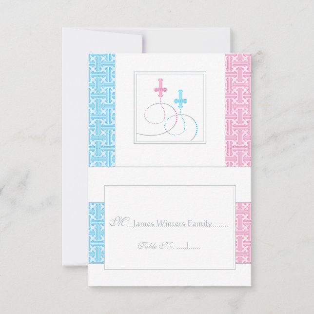 Zwillings-Taufe-Tabellen-Platzkarte |, das Sie Einladung (Vorderseite)