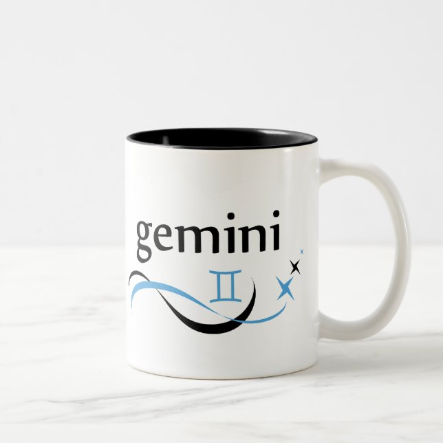 Zwillings-Tierkreis-Astrologie-Tasse Zweifarbige Tasse (Rechts)