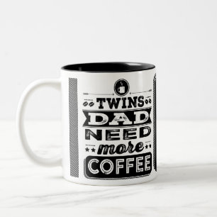 Zwillings-Vater-Bedarf mehr Kaffee (lustiger Zweifarbige Tasse