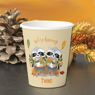 Zwillings-Waschbären-Wald-Babyshower-Papierbecher Pappbecher