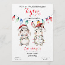 Zwillings-Weihnachtslicht-Baby-Shower-Einladung