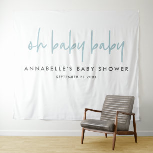 Zwillingsbabwdusche Blau Moderne Typografie Party Wandteppich