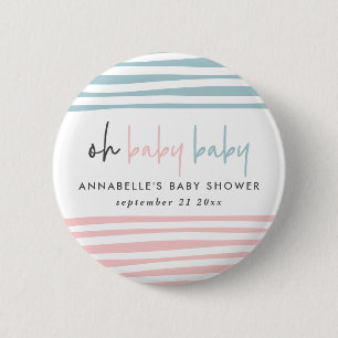 Zwillingsbaby-Dusche Rosa Blau Moderne Typografie Button