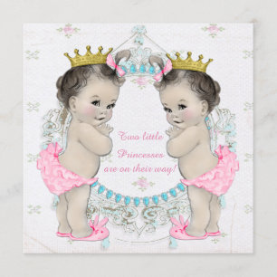 Zwillingsbabyparty für eine entzückende Prinzessin Einladung