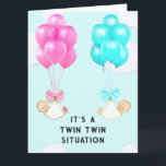 Zwillingsbabys Glückwunschs Karte<br><div class="desc">Creative Zwillinge Baby Glückwunschs Karte mit zwei Mädchen und Jungen Babys und lustige Linie.</div>