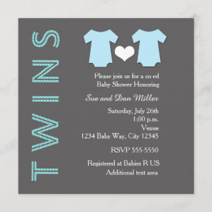 Zwillingsbabys Jungen Blau Zwillinge Baby Shower P Einladung