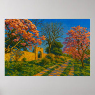 Zwillingsblüten - Stille Gartenpfade Poster