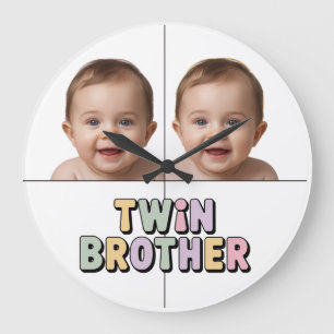 Zwillingsbruder Baby  Große Wanduhr