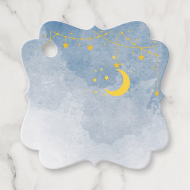 Zwillingsdusche, Sonne, Mond, Sterne Geschenkanhänger (Vorderseite)