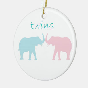 Zwillingselefone rosa und blau keramikornament