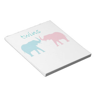 Zwillingselefone rosa und blau notizblock