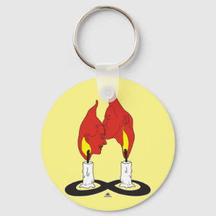 Zwillingsflame Kiss Button-Schlüsselanhänger Schlüsselanhänger