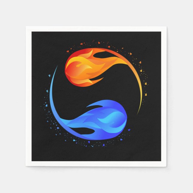 Zwillingsflamme Hochzeit - Schwarz- Serviette (Vorderseite)