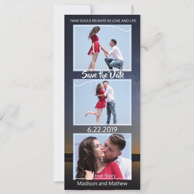 Zwillingsflamme Hochzeit speichern Sie das Datum Save The Date (Vorderseite)