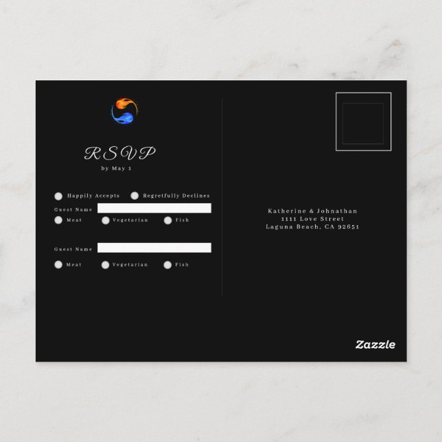 Zwillingsflamme-Hochzeitthema - UAWG-Schwarz- Postkarte (Rückseite)