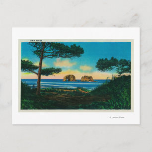 Zwillingsgestein an der Küste von Oregon Postkarte
