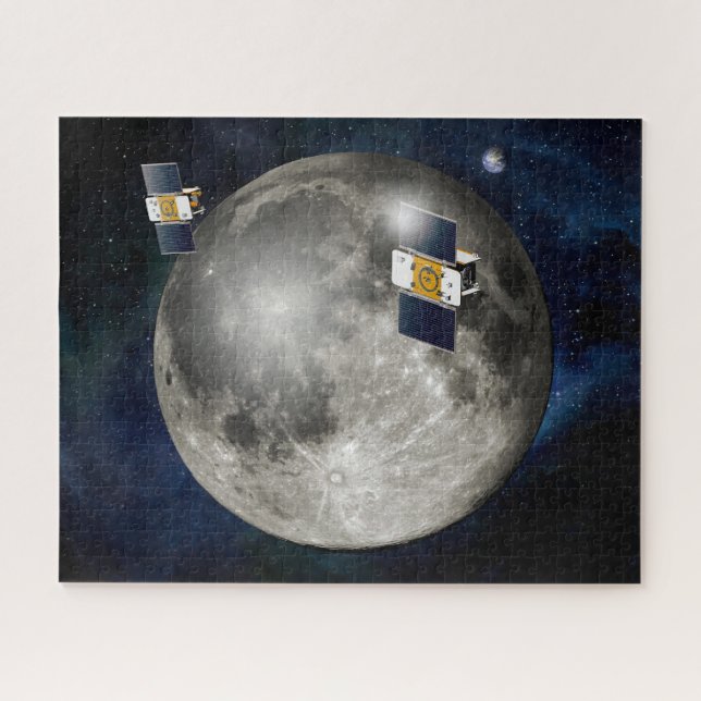 Zwillingsgras-Raumsonde, die den Mond umkreisen. (Horizontal)