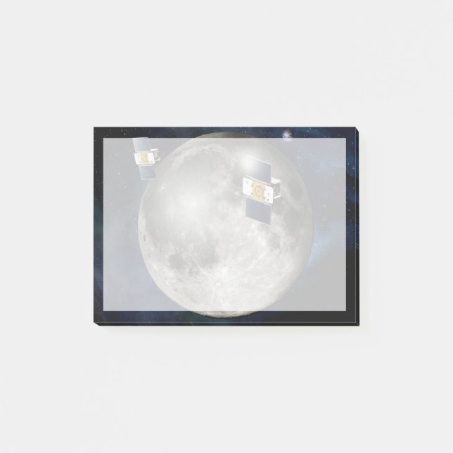 Zwillingsgras-Raumsonde, die den Mond umkreisen. Post-it Klebezettel (Vorderseite)