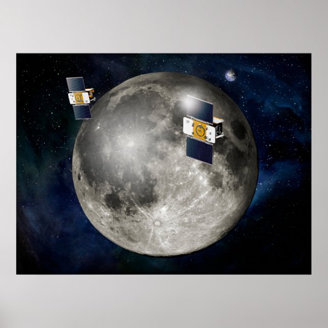 Zwillingsgras-Raumsonde, die den Mond umkreisen. Poster (Vorne)
