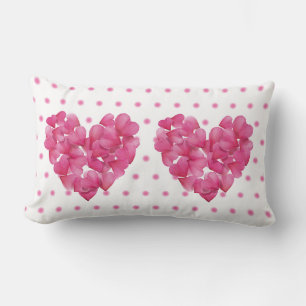Zwillingsherzen, Rosa Rose Blütenblatt Lumbalkisse Lendenkissen