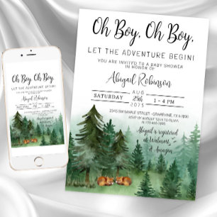 Zwillingsjunge Fuchs Wald Oh Junge Baby Shower Einladung