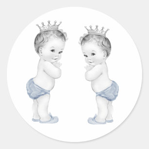 Zwillingsjungen Blaue Prinz Baby Shower Aufkleber