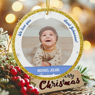 Zwillingsjungen Fotos Tante Süß erstes Weihnachten Keramik Ornament