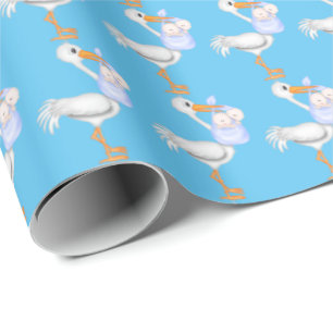 Zwillingsjungen mit Storchpapier Geschenkpapier