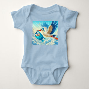 Zwillingsjungen mit Stork Baby Dusche Strampler