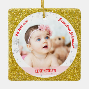 Zwillingsmädchen Foto Oma Süßes erstes Weihnachten Keramikornament